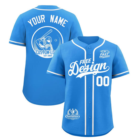 Custom Light Blue White Classic Style Baseball Jersey Stitched Sports Uniform Personalized For Teams