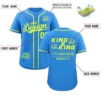 Custom Light Blue Fluorescent Green Classic Style Baseball Jersey Stitched Sports Uniform Personalized For Teams