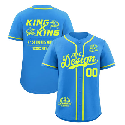 Custom Light Blue Fluorescent Green Classic Style Baseball Jersey Stitched Sports Uniform Personalized For Teams