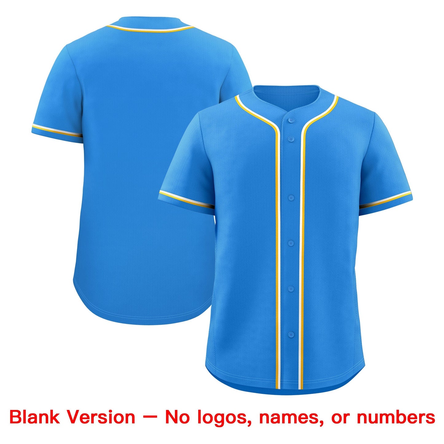 Custom Light Blue Yel low White Classic Style Baseball Jersey Stitched Sports Uniform Personalized For Teams