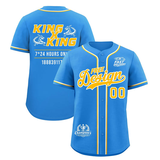 Custom Light Blue Yel low White Classic Style Baseball Jersey Stitched Sports Uniform Personalized For Teams
