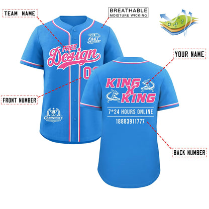 Custom Light Blue Pink White Classic Style Baseball Jersey Stitched Sports Uniform Personalized For Teams