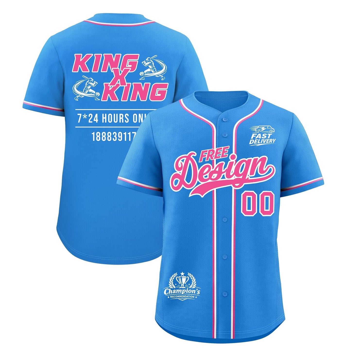 Custom Light Blue Pink White Classic Style Baseball Jersey Stitched Sports Uniform Personalized For Teams