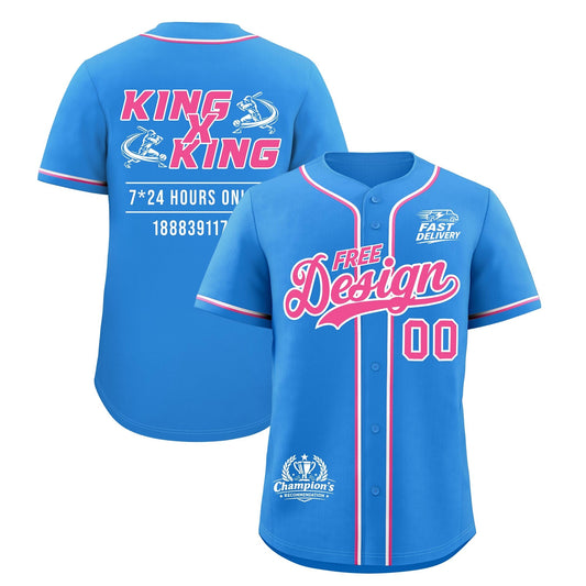 Custom Light Blue Pink White Classic Style Baseball Jersey Stitched Sports Uniform Personalized For Teams