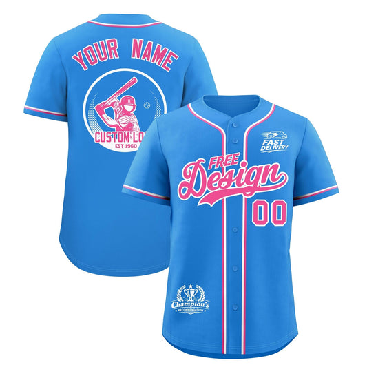 Custom Light Blue Pink White Classic Style Baseball Jersey Stitched Sports Uniform Personalized For Teams