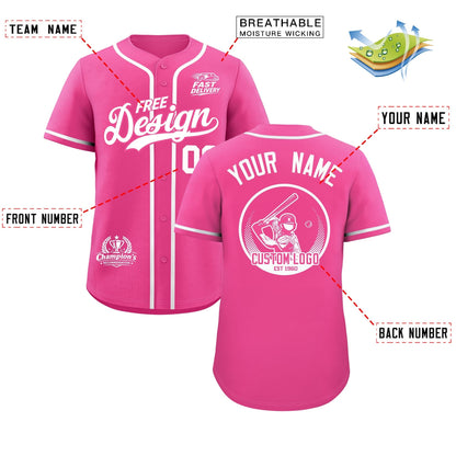 Custom Pink White Classic Style Baseball Jersey Stitched Sports Uniform Personalized For Teams