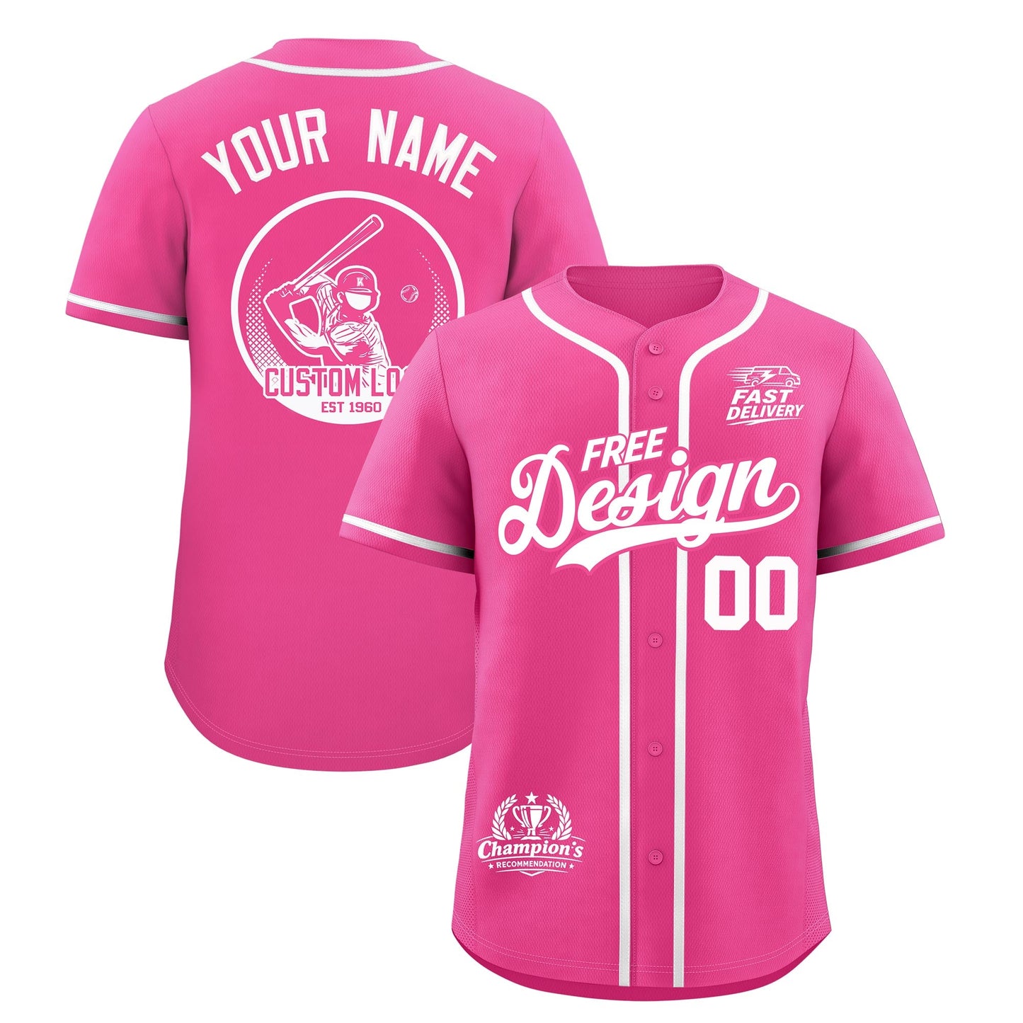 Custom Pink White Classic Style Baseball Jersey Stitched Sports Uniform Personalized For Teams