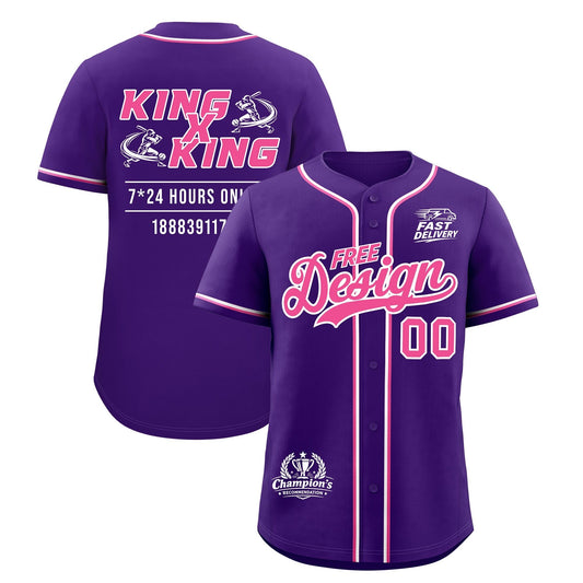 Custom Purple Pink White Classic Style Baseball Jersey Stitched Sports Uniform Personalized For Teams
