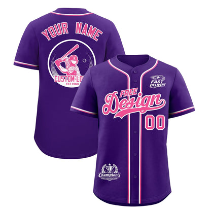 Custom Purple Pink White Classic Style Baseball Jersey Stitched Sports Uniform Personalized For Teams