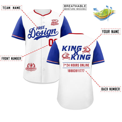 Custom White Royal Red Classic Style Baseball Jersey Stitched Sports Uniform Personalized For Teams