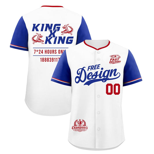 Custom White Royal Red Classic Style Baseball Jersey Stitched Sports Uniform Personalized For Teams