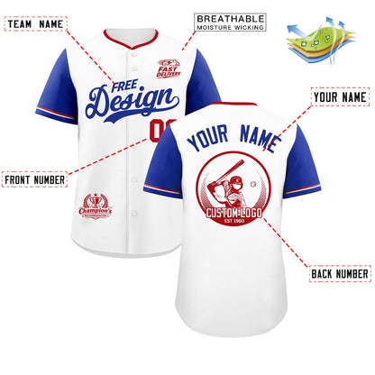 Custom White Royal Red Classic Style Baseball Jersey Stitched Sports Uniform Personalized For Teams