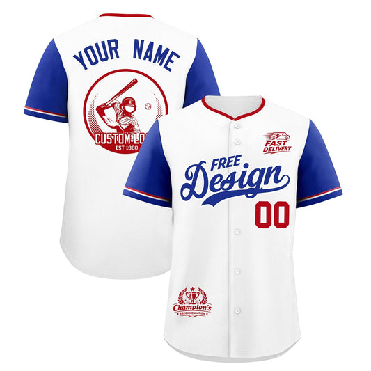 Custom White Royal Red Classic Style Baseball Jersey Stitched Sports Uniform Personalized For Teams