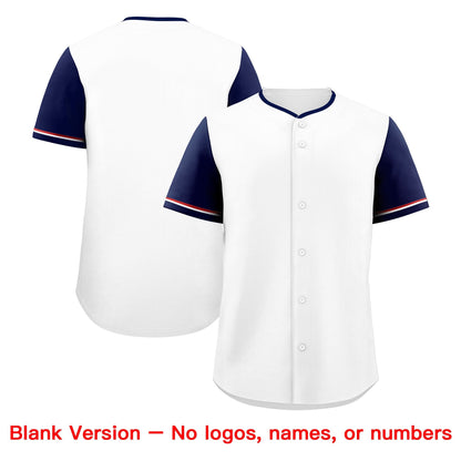 Custom White Red Navy Classic Style Baseball Jersey Stitched Sports Uniform Personalized For Teams