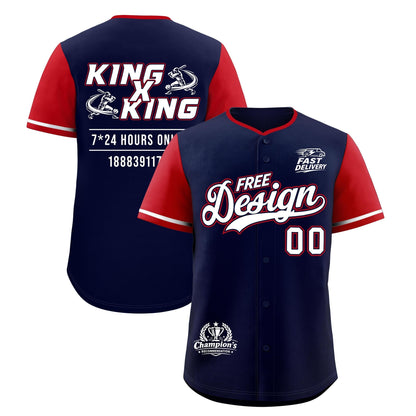 Custom Navy White Red Classic Style Baseball Jersey Stitched Sports Uniform Personalized For Teams