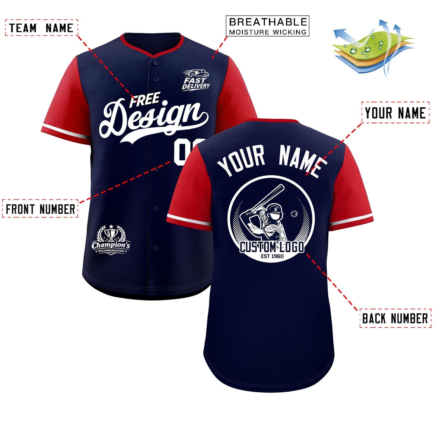 Custom Navy White Classic Style Baseball Jersey Stitched Sports Uniform Personalized For Teams