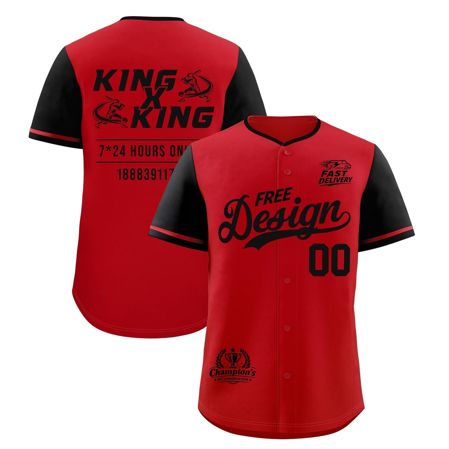 Custom Red Black Classic Style Baseball Jersey Stitched Sports Uniform Personalized For Teams
