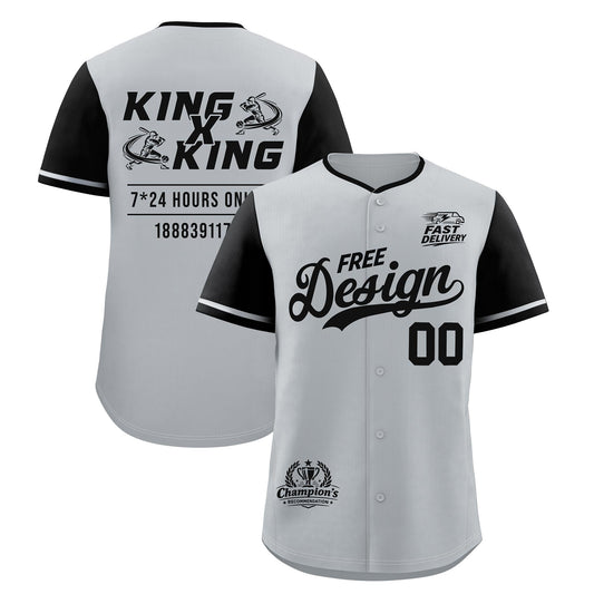 Custom Gray Black Classic Style Baseball Jersey Stitched Sports Uniform Personalized For Teams