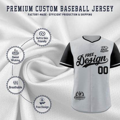 Custom Gray Black Classic Style Baseball Jersey Stitched Sports Uniform Personalized For Teams