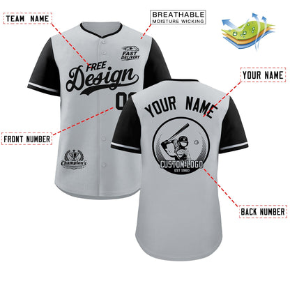 Custom Gray Black Classic Style Baseball Jersey Stitched Sports Uniform Personalized For Teams