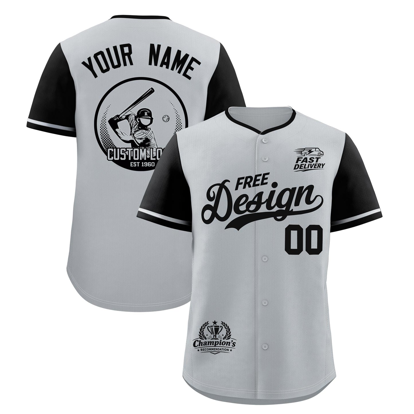Custom Gray Black Classic Style Baseball Jersey Stitched Sports Uniform Personalized For Teams