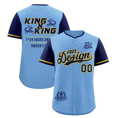 Custom Powder Blue Yellow Classic Style Baseball Jersey Stitched Sports Uniform Personalized For Teams