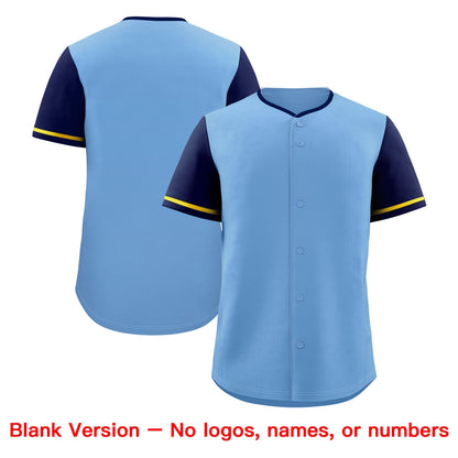 Custom Powder Blue Yellow Classic Style Baseball Jersey Stitched Sports Uniform Personalized For Teams