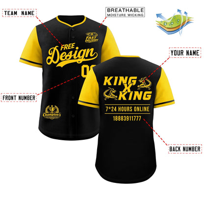 Custom Black Yellow Classic Style Baseball Jersey Stitched Sports Uniform Personalized For Teams