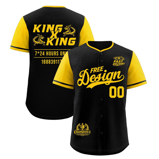 Custom Black Yellow Classic Style Baseball Jersey Stitched Sports Uniform Personalized For Teams