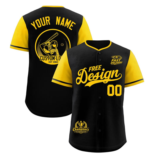 Custom Black Yellow Classic Style Baseball Jersey Stitched Sports Uniform Personalized For Teams