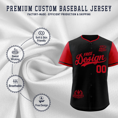 Custom Black Red Classic Style Baseball Jersey Stitched Sports Uniform Personalized For Teams