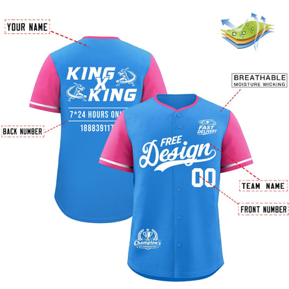 Custom Light Blue White Pink Classic Style Baseball Jersey Stitched Sports Uniform Personalized For Teams