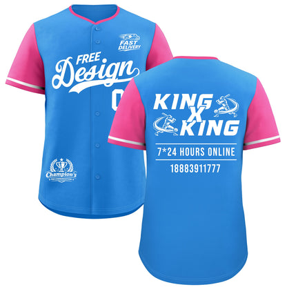 Custom Light Blue White Pink Classic Style Baseball Jersey Stitched Sports Uniform Personalized For Teams