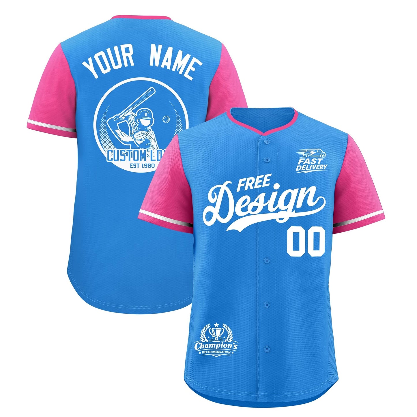 Custom Light Blue White Pink Classic Style Baseball Jersey Stitched Sports Uniform Personalized For Teams