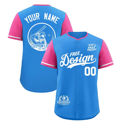 Custom Light Blue White Pink Classic Style Baseball Jersey Stitched Sports Uniform Personalized For Teams