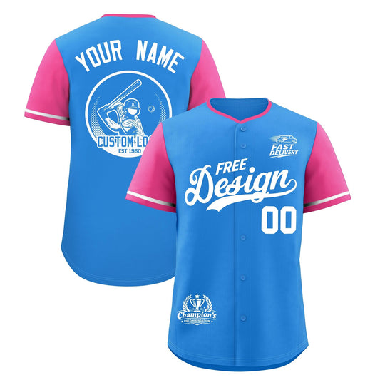 Custom Light Blue White Pink Classic Style Baseball Jersey Stitched Sports Uniform Personalized For Teams