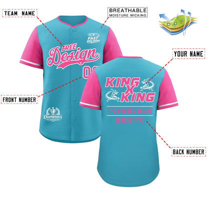 Custom Sky Blue White Pink Classic Style Baseball Jersey Stitched Sports Uniform Personalized For Teams