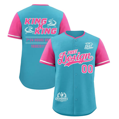 Custom Sky Blue White Pink Classic Style Baseball Jersey Stitched Sports Uniform Personalized For Teams