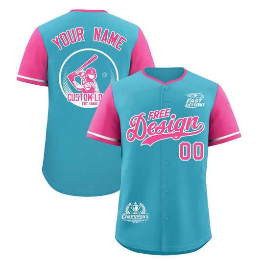 Custom Sky Blue White Pink Classic Style Baseball Jersey Stitched Sports Uniform Personalized For Teams