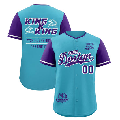 Custom Sky Blue White Purple Classic Style Baseball Jersey Stitched Sports Uniform Personalized For Teams