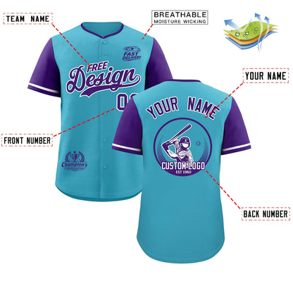 Custom Sky Blue Whitee Purple Classic Style Baseball Jersey Stitched Sports Uniform Personalized For Teams
