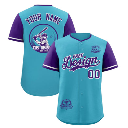 Custom Sky Blue Whitee Purple Classic Style Baseball Jersey Stitched Sports Uniform Personalized For Teams