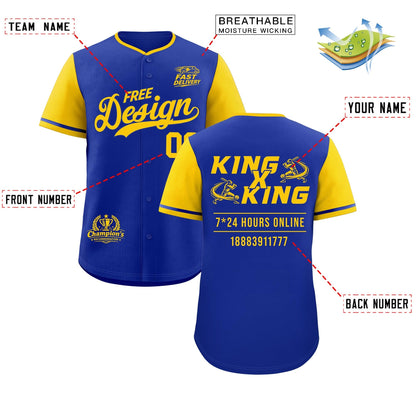 Custom Royal Yellow Classic Style Baseball Jersey Stitched Sports Uniform Personalized For Teams