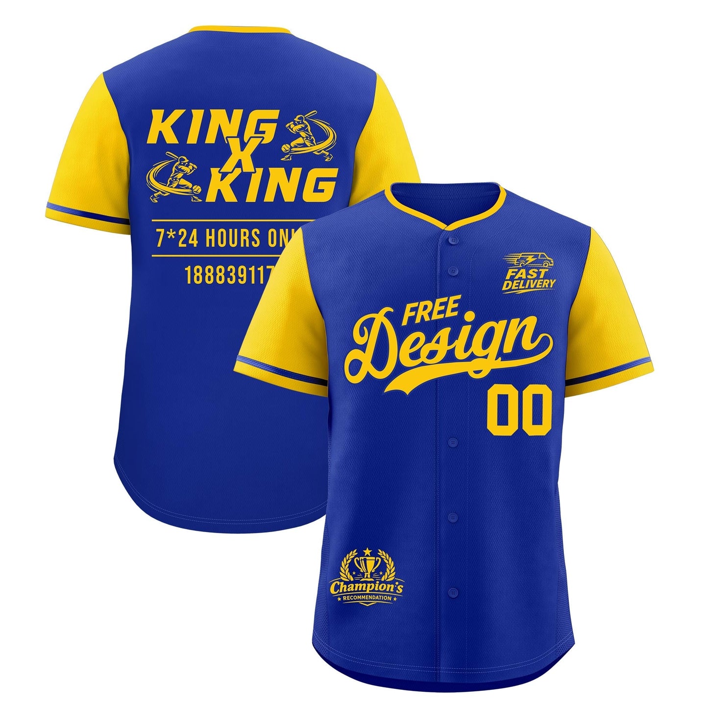 Custom Royal Yellow Classic Style Baseball Jersey Stitched Sports Uniform Personalized For Teams