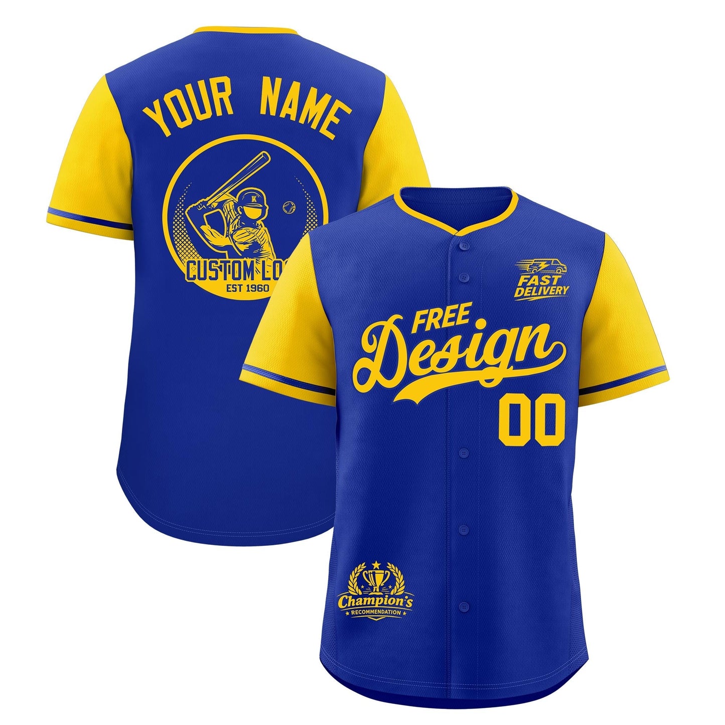 Custom Royal Yellow Classic Style Baseball Jersey Stitched Sports Uniform Personalized For Teams