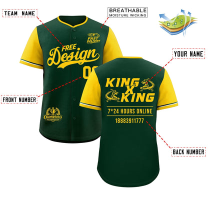 Custom Green Yellow Classic Style Baseball Jersey Stitched Sports Uniform Personalized For Teams