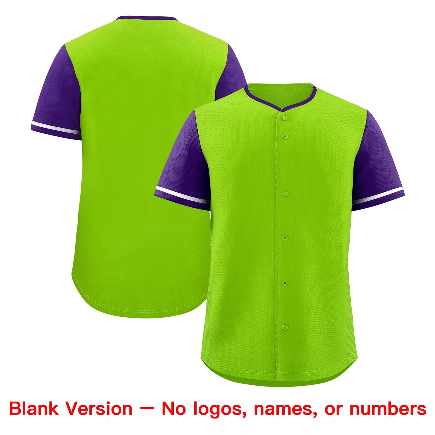 Custom Neon Green Purple Classic Style Baseball Jersey Stitched Sports Uniform Personalized For Teams