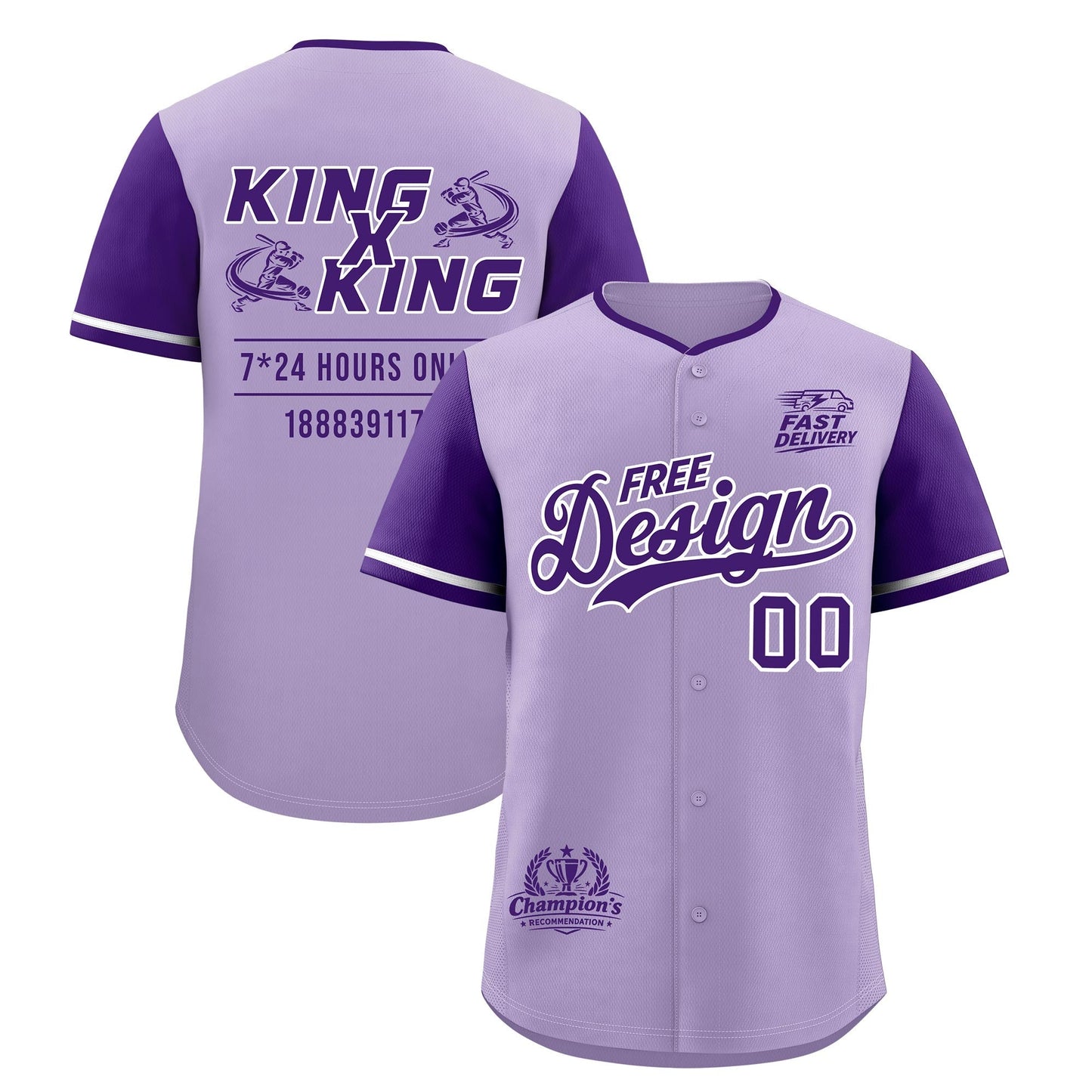 Custom Light Purple Purple Classic Style Baseball Jersey Stitched Sports Uniform Personalized For Teams
