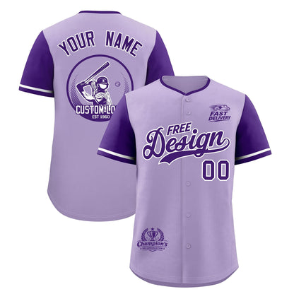 Custom Light Purple Purple Classic Style Baseball Jersey Stitched Sports Uniform Personalized For Teams