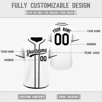 Custom Black White Reversible Baseball Jersey Classic Style For Youth Team Design Service